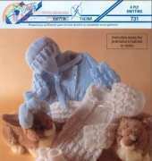 Teddy 731 4PLY - Matinee coat, Helmet, Bootees & Bonnet