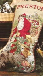 Woodland Santa Stocking from Leisure Arts Book 21 Christmas Remembered PCS