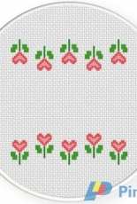 Daily Cross Stitch  - Heart Flower Border