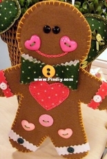 Alessandra Mattos - Enfeite Biscoitinho de Natal - Gingerbread Felt - Portuguese - Free