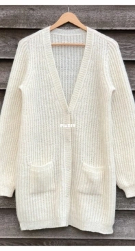 For the Love of Brioche Cardigan by Sara Louise Bygvraa English, Danish