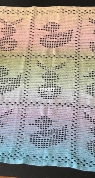 Terri Giri - Baby Blanket with Bunny and Duckling - Filet Crochet - Free