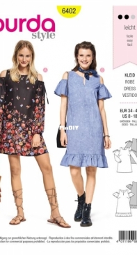 Burda Style 6402 - Dress, size EUR 34-44 (US 8-18)
