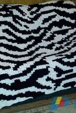 Crochet Couch-Kim Latshaw-Zebra Print Afghan