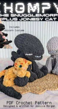 Mo2 Designs - Jessica Jessy Morgan - Chompy the Snugglemorph plus Jonesy Cat