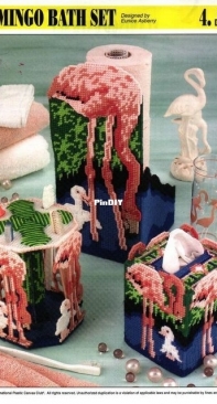 Annies Flamingo Bath Set  4 Home Decor by Eunice Asberry  Plastic Canvas