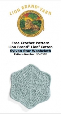 Lion Bran Yarn 90403AD Sylvan Star Washcloth - Free