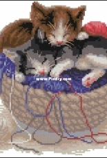 Riolis 1724 - Kittens in a Basket