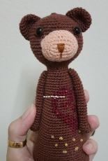 Amigurumi Brown Bear with Love Cross Sticth