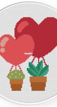 Daily Cross Stitch - Plants in Heart Balloons