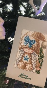 christmas card brown gnome girl
