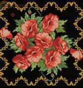 Poppy cushion on black canvas