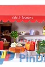 Sanwa Paper Museum Papercraft -Paper doll house -Cafe & Patisserie - Japanese