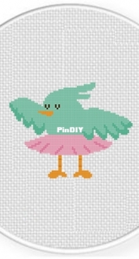 Daily Cross Stitch - Teal Bird Ballerina