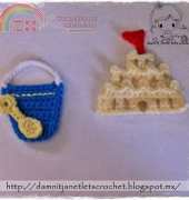 Damn it Janet lets crochet - Janet Carrillo - Summer Appliques sun, sand castle, pail and shovel