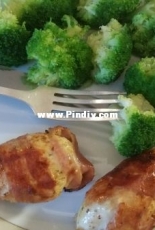 Chicken fillet wrapped bacon and fried