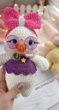 Lila Knitted Toys - Liliya Poberezhnaya - Побережная Лилия - Duck Lalafanfan - Уточка Лалафанфан - Russian