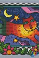 Colorful Night Cat by Vivienne Powers from Cross Stitch Gold 22