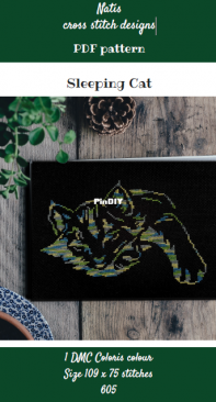 Natis Cross Stitch Designs - 605 - Sleeping Cat