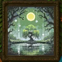 Moon Lit Patterns - Willow Tree Pond