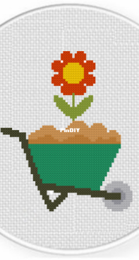 Daily Cross Stitch - Wheelbarrow Flower