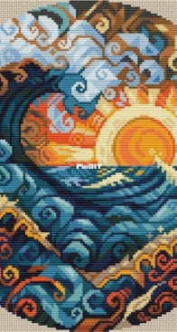 Stitching Land - Art Nouveau Ocean