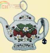Strawberry Teapot by Louis Winston From The Cross Stitcher FEB 1996