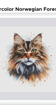 Watercolor Norwegian Forest Cat by Anna Banani