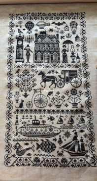 Black Vintage Sampler by Owl Forest Embroidery