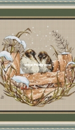 Fence with Two Sparrows by Jeanne Dick