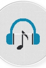 Daily Cross Stitch - Note On Headphones