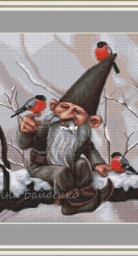 Gnome with Bullfinches by Inna Baydenko / Baidenko Инна Байденко