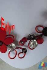 Necklace in red aluminum wire and butterfly