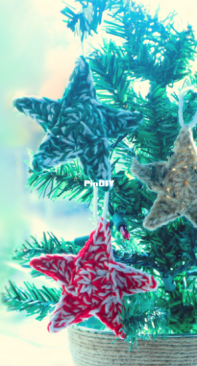 Stringy Ding Ding - Olive - Star Applique / Ornament - Free