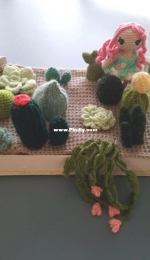 Little fairy caring the cactus garden