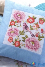 Oriental Bird Cushion by Lesley Teare from Cross Stitch Gold 102