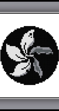 Cross Stitch Quest - Black Bauhinia - Hong Kong Protest - free
