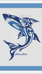 Hall Stitch - Shark Blue Tribal Silhouette by Alice Alan