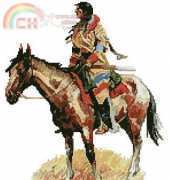 Artecy Cross Stitch - Indian On Horse Color and Sepia