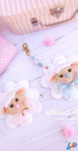 Encanto de Menina / Bianca Mendes - Chaveiro Ovelha / Sheep Keyring Felt Pattern - Portuguese - Free
