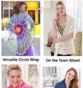 Red Heart LW 2380 Double Stitch - Versatile Circle Wrap, LW 2646 On the Town Shawl by Julie Farmer, LW 2678 Simply Irresistable Shawl by Ann Regis, LW 2879 Fan Trellis Wrap by Kathleen Sams