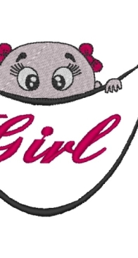 Vikky Hand Craft - Girl Peeking - Machine Embroidery Pattern