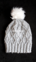 Wavy Diamond Hat with Pom Pom by Sarah Luse-Free