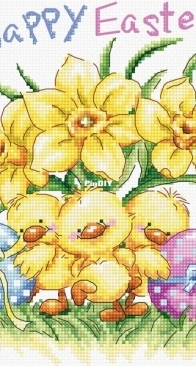 Letistitch L8059 Three Chicks with Daffodils and Egg XSD