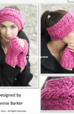 Cascade Yarn C300 - Bonnie Barker - Cabled Mitts and Headband - Free