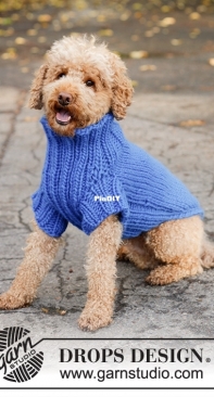 Drops Design - Blue Shadow Dog Sweater  - Spanish - Free