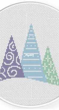Daily Cross Stitch - Festive Cone Trees