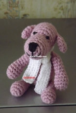 Crochet little dog in scarf