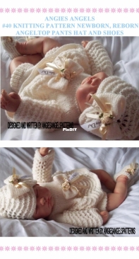 Angies Angels - 40 - Newborn-Reborn Fan n Feather Angel Top Pants Shoes