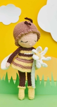 Rico Design - Ricorumi - Spring Crochet Along - Freshen Up Your Garden - Pense Bonheur - Marina - Pollie th pretty bee doll - English, Dutch and French - Free